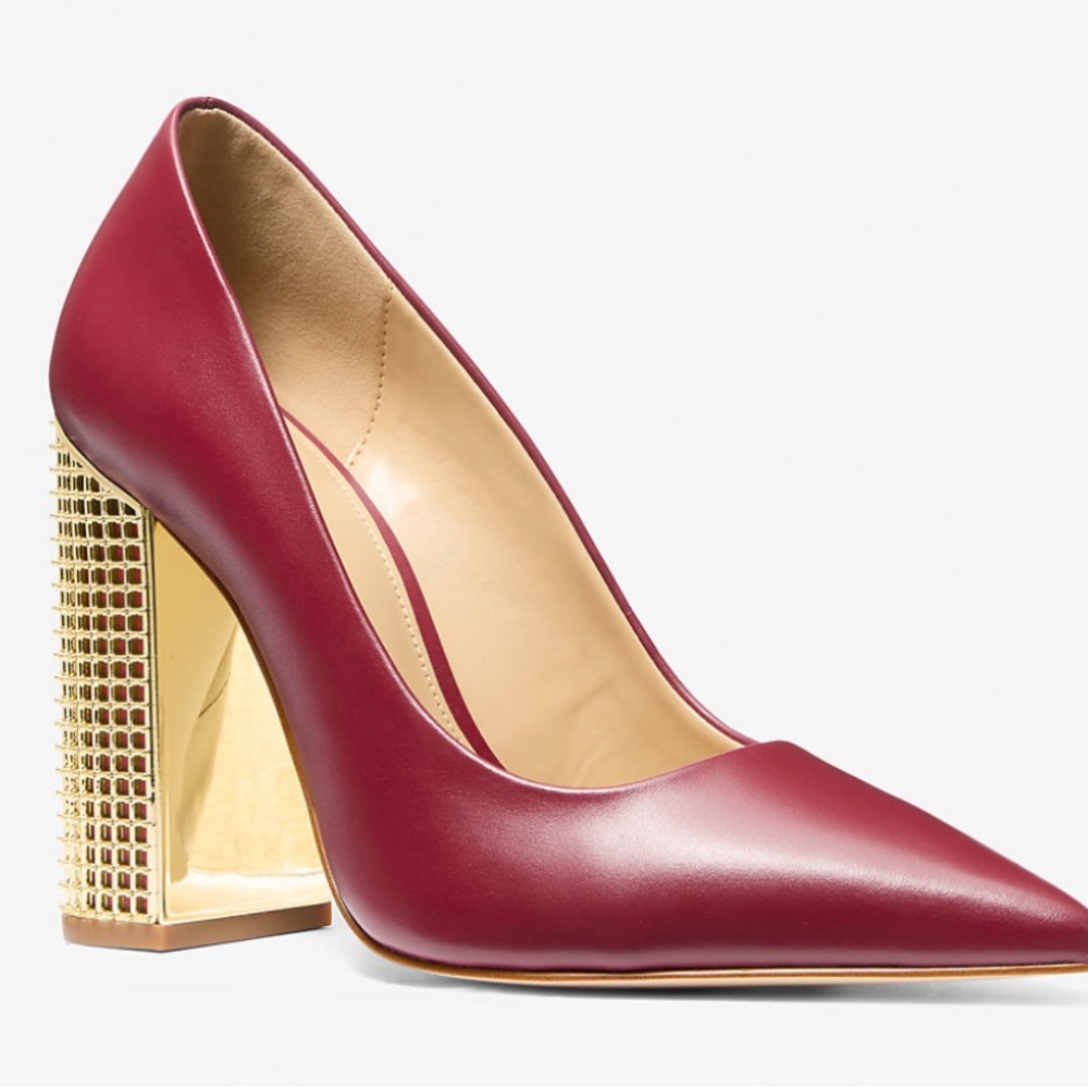 Michael Kors NIB Maxine Leather Pump In Deep Red Retail $155